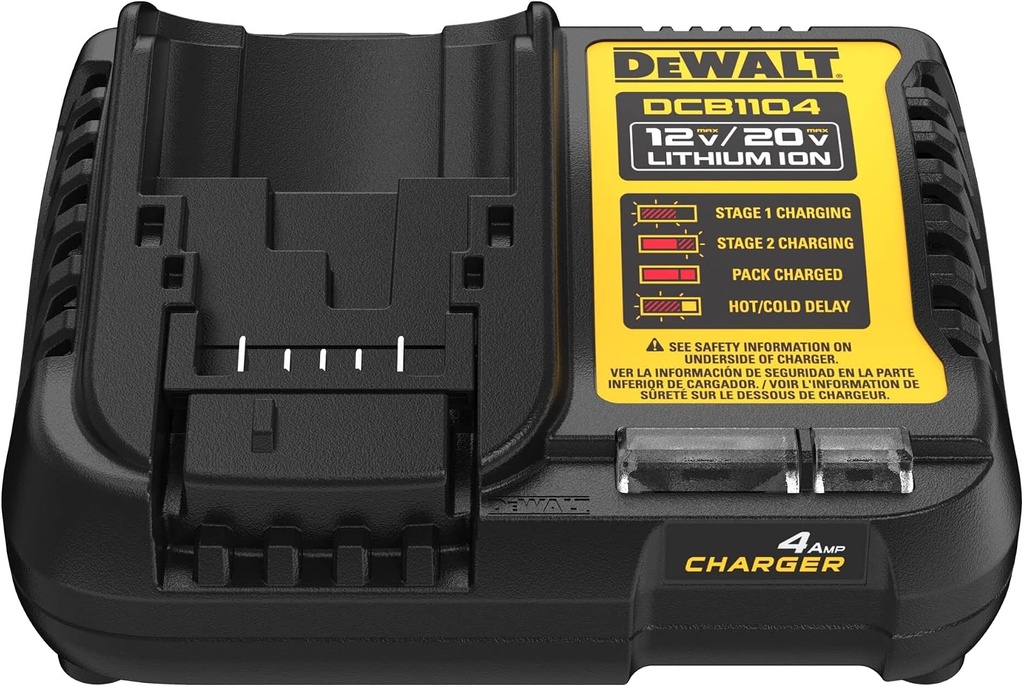 [DCB1104] DCB1104 DEWALT - Cargador de batería de Iones de Litio de 12 V MAX/20 V MAX, 4 amperios, Impermeable