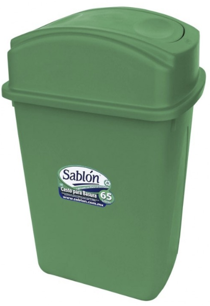 [8106VD] Bote de Basura 65L Tapa Balancín Lateral Verde