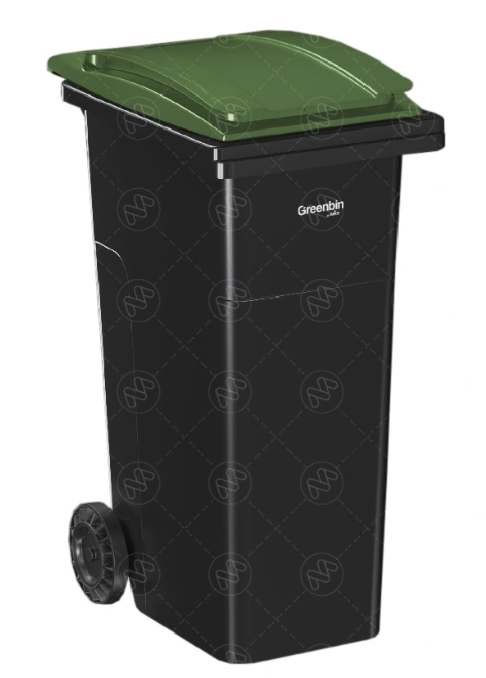 [OP180-TVD] Contenedor con 2 ruedas tapa de color Greenbin 180 L Tapa Verde